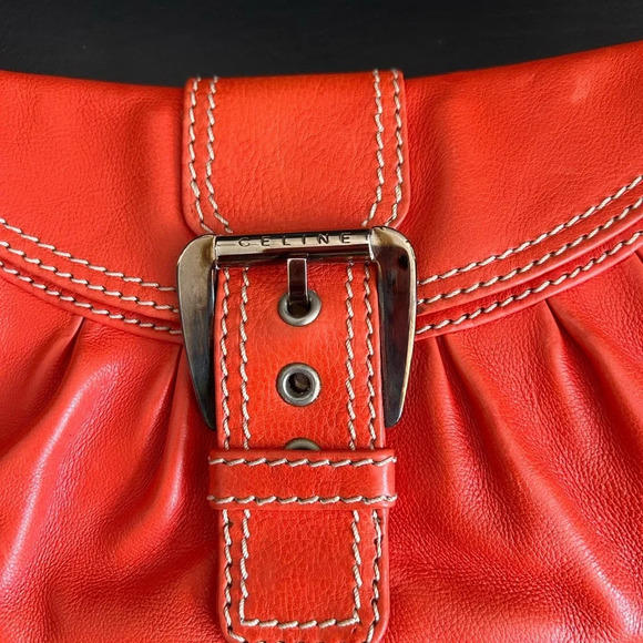 Celine Shoulder Mini Bag Baguette Orange Leather Made in Italy - Picture 3 of 16